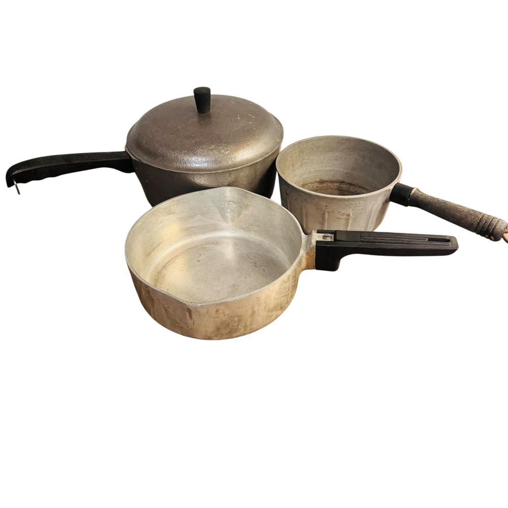 Vtg Wagner Ware Magnalite Club Aluminum Pots Household Institute‎ Sauce Pan Set